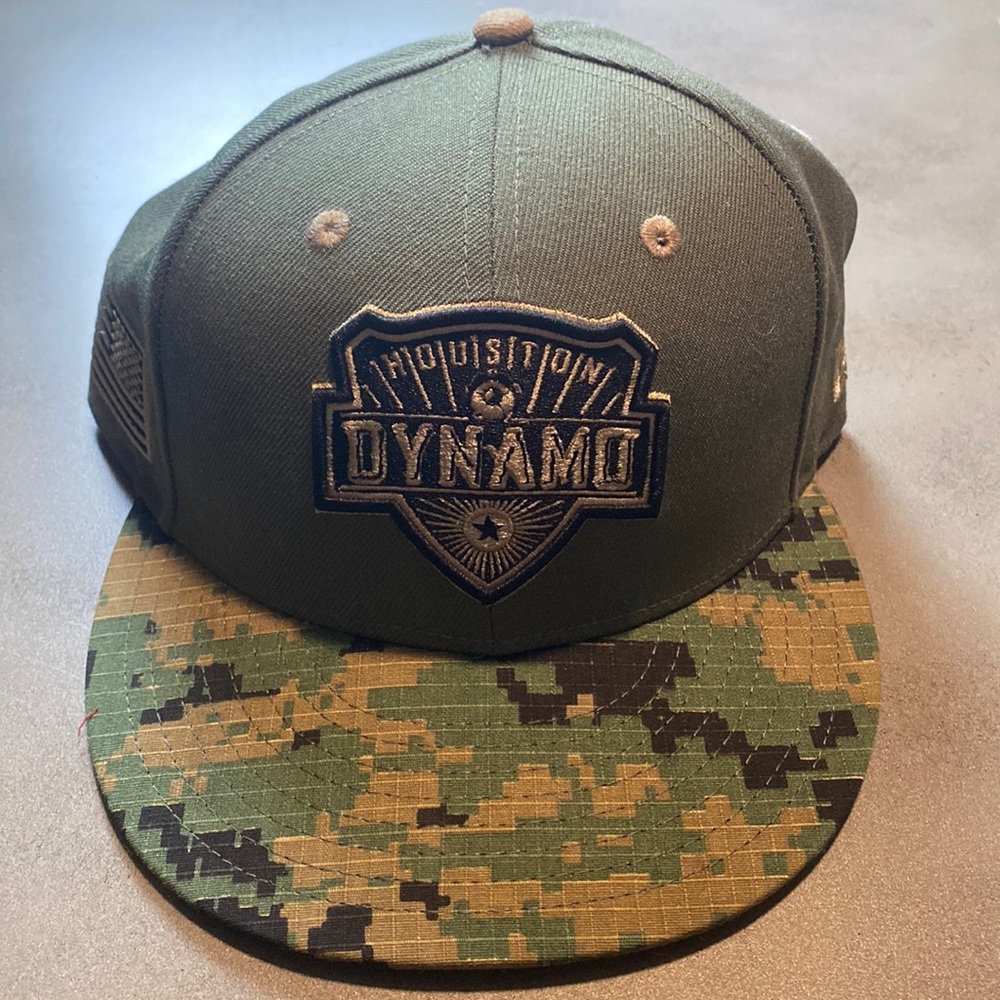 Camo New Era Houston Dynamo FC SnapBack Adjustable Hat. 9Fifty